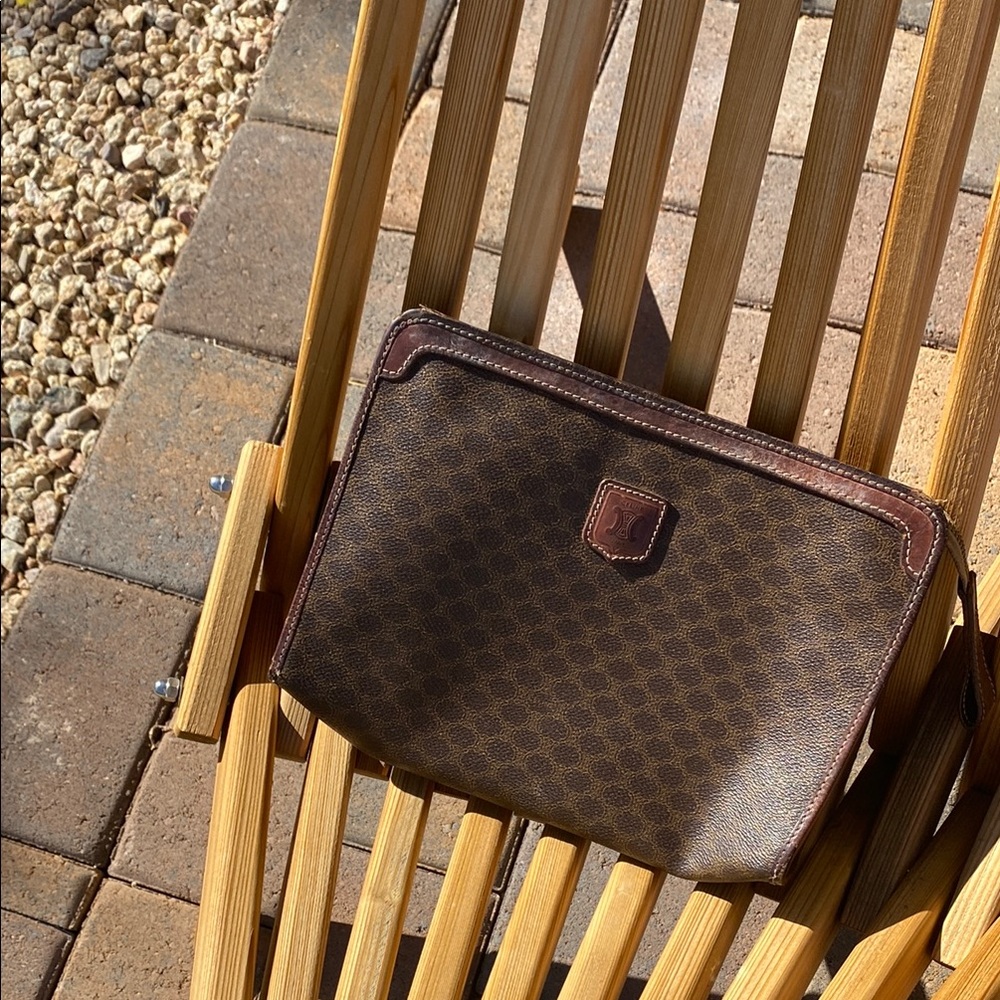 Celine women’s clutch bag darkBrown monogram good used condition stock A